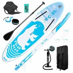 Flash Sale 🌟 FunWater Polar Bear 320*83*15 Inch Inflatable Stand Up Paddling Board Adjustable Maximum Load 150kg 🔥