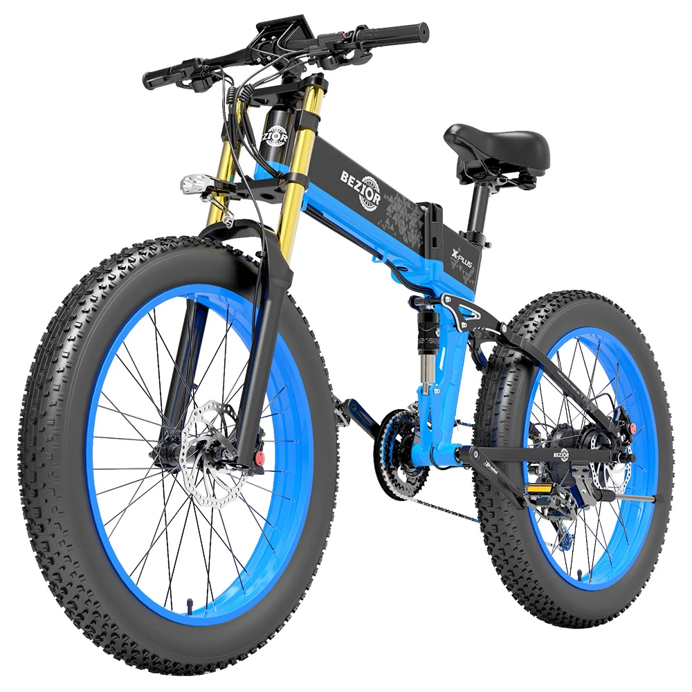 Promo π BEZIOR X-PLUS Electric Bike 1500W Motor 48V 17.5Ah Battery 26*4.0 Inch Fat Tire Mountain Bike 40Km/h Max Speed 200kg Load 130KM Range LCD Display IP54 Wateroroof - Blue π 1 Promo π BEZIOR X-PLUS Electric Bike 1500W Motor 48V 17.5Ah Battery 26*4.0 Inch Fat Tire Mountain Bike 40Km/h Max Speed 200kg Load 130KM Range LCD Display IP54 Wateroroof - Blue π