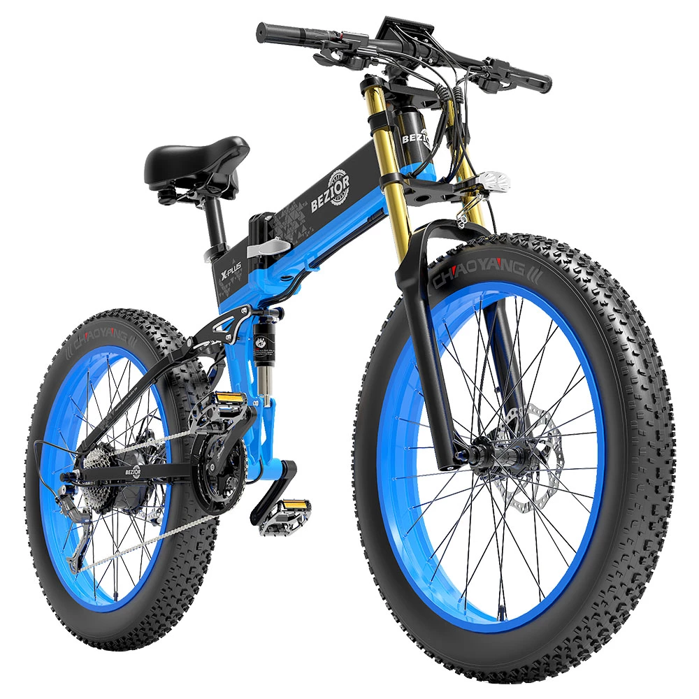 Promo π BEZIOR X-PLUS Electric Bike 1500W Motor 48V 17.5Ah Battery 26*4.0 Inch Fat Tire Mountain Bike 40Km/h Max Speed 200kg Load 130KM Range LCD Display IP54 Wateroroof - Blue π 4 Promo π BEZIOR X-PLUS Electric Bike 1500W Motor 48V 17.5Ah Battery 26*4.0 Inch Fat Tire Mountain Bike 40Km/h Max Speed 200kg Load 130KM Range LCD Display IP54 Wateroroof - Blue π - Image 4
