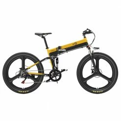 New 😀 BEZIOR X500 Pro-IT Folding Electric Bike Bicycle 26 Inch Tire 500W Motor Max Speed 30Km/h 48V 10.4Ah Battery Aluminum Alloy Frame Shimano 7-Speed Shift 100KM Power-Assisted Range LCD Display IP54 Waterproof Max Load 200KG - Black Yellow ✨