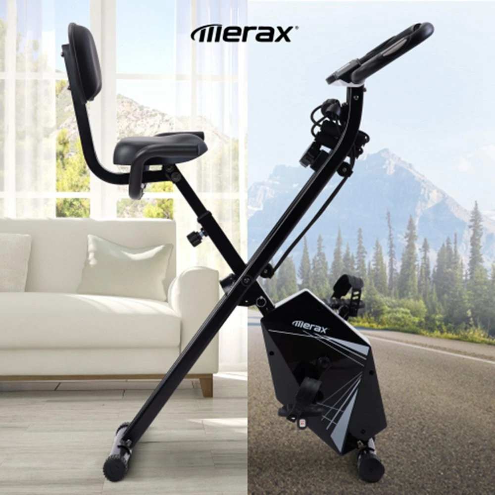 New π Merax Foldable Cycling Exercise Bike with LCD Screen Adjustable Height and Arm Resistance Bands for Indoor Workout - White π― 1 New π Merax Foldable Cycling Exercise Bike with LCD Screen Adjustable Height and Arm Resistance Bands for Indoor Workout - White π―
