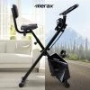Cheapest 🛒 Merax Foldable Cycling Exercise Bike with LCD Screen Adjustable Height and Arm Resistance Bands for Indoor Workout - White 😉