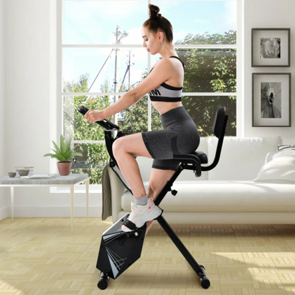 New π Merax Foldable Cycling Exercise Bike with LCD Screen Adjustable Height and Arm Resistance Bands for Indoor Workout - White π― 2 New π Merax Foldable Cycling Exercise Bike with LCD Screen Adjustable Height and Arm Resistance Bands for Indoor Workout - White π― - Image 2