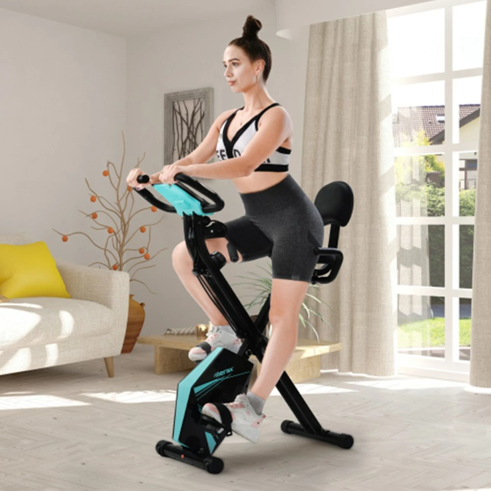 Cheap π Merax Foldable Cycling Exercise Bike with LCD Screen Adjustable Height and Arm Resistance Bands for Indoor Workout-Blue π 2 Cheap π Merax Foldable Cycling Exercise Bike with LCD Screen Adjustable Height and Arm Resistance Bands for Indoor Workout-Blue π - Image 2