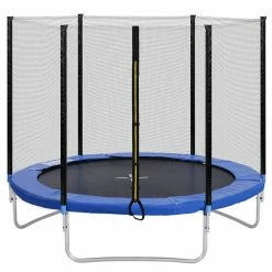 Best Sale 🔔 Outdoor Trampoline with Safety Enclosure Net and Padded Poles, 8FT Garden Trampoline 150KG Weight Capacity 🌟 -DE Sports & Outdoors Shop Outdoor Trampoline with Safety Fence and Net Padded Poles 501457 2