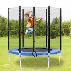 Deals 💯 Outdoor Trampoline with Safety Fence and Padded Poles, 6FT Garden Trampoline, Load-bearing 80kg passed GS and TUV Test ✔️