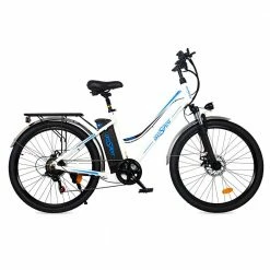 Outlet ⭐ ONESPORT BK1 Electric Bike 26 Inch Tires 36V 350W Motor 10Ah Battery 25Km/h Max Speed Shimano 7 Speed Gear Front Suspension and Dual Disc Brakes 120KG Max Load - White 😀