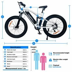 Best Pirce ❤️ ONESPORT ONES1 Electric Bike 26*4.0 Inch Fat Tires 48V 500W Motor 10Ah Battery 25Km/h Max Speed Shimano 7 Speed - White 🧨 -DE Sports & Outdoors Shop ones1 electric bike 48v 500w motor 10ah battery 34727e 1666340171255