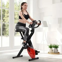 Cheapest 🔥 Merax X-Bike Lite Magnetic Foldable Exercise Bike with Padded Seat and LCD Console - Red 😍 -DE Sports & Outdoors Shop x bike magnetic foldable fitness bike with computer and expander bands 1599464607464